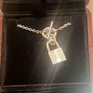 Hermès Kelly Cadenas Silver Lock Pendant necklace